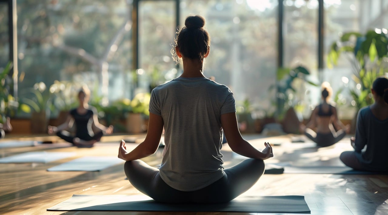Studio de yoga et méditation lumineux — option yoga de la cure ayurvédique en Périgord